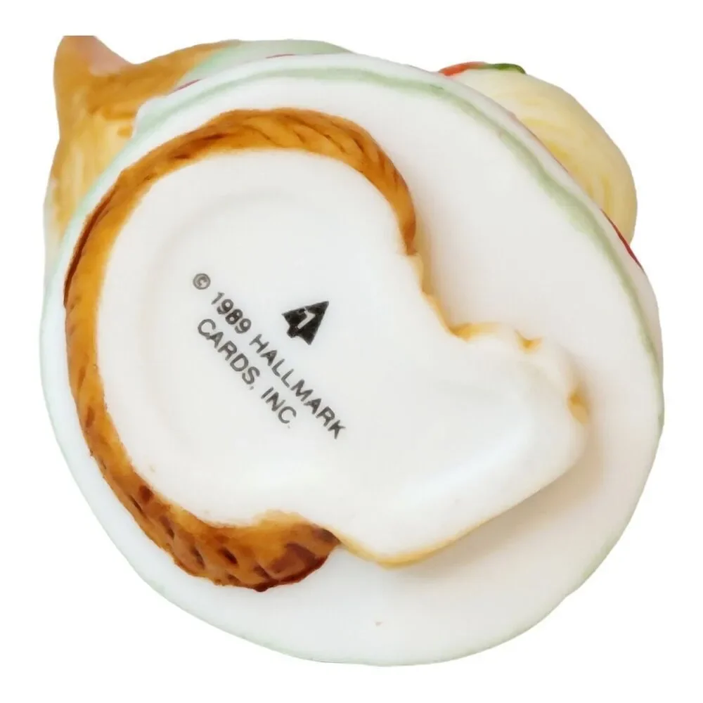 Hallmark Ornament Christmas Kitty 1st in Series Porcelain Cat Kitten with Basket